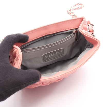 マトラッセ チェーンアラウンド チェーンショルダーバッグ レザー コーラルピンク シルバー金具 シャネル バッグ CHANEL