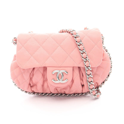 マトラッセ チェーンアラウンド チェーンショルダーバッグ レザー コーラルピンク シルバー金具 シャネル バッグ CHANEL