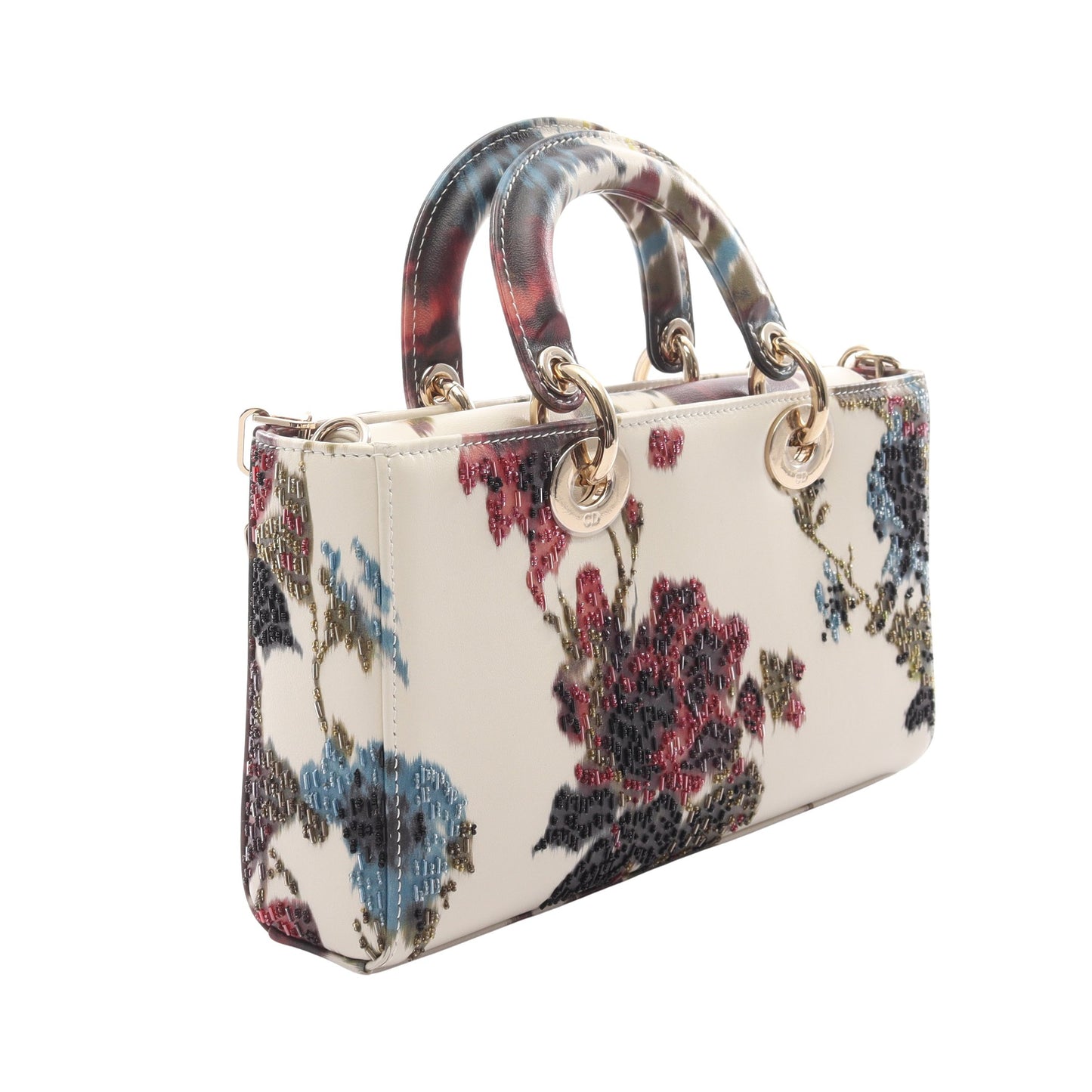 Lady D-Joy ミディアム ハンドバッグ レザー オフホワイト マルチカラー ビーズ 3WAY クリスチャンディオール バッグ Christian Dior