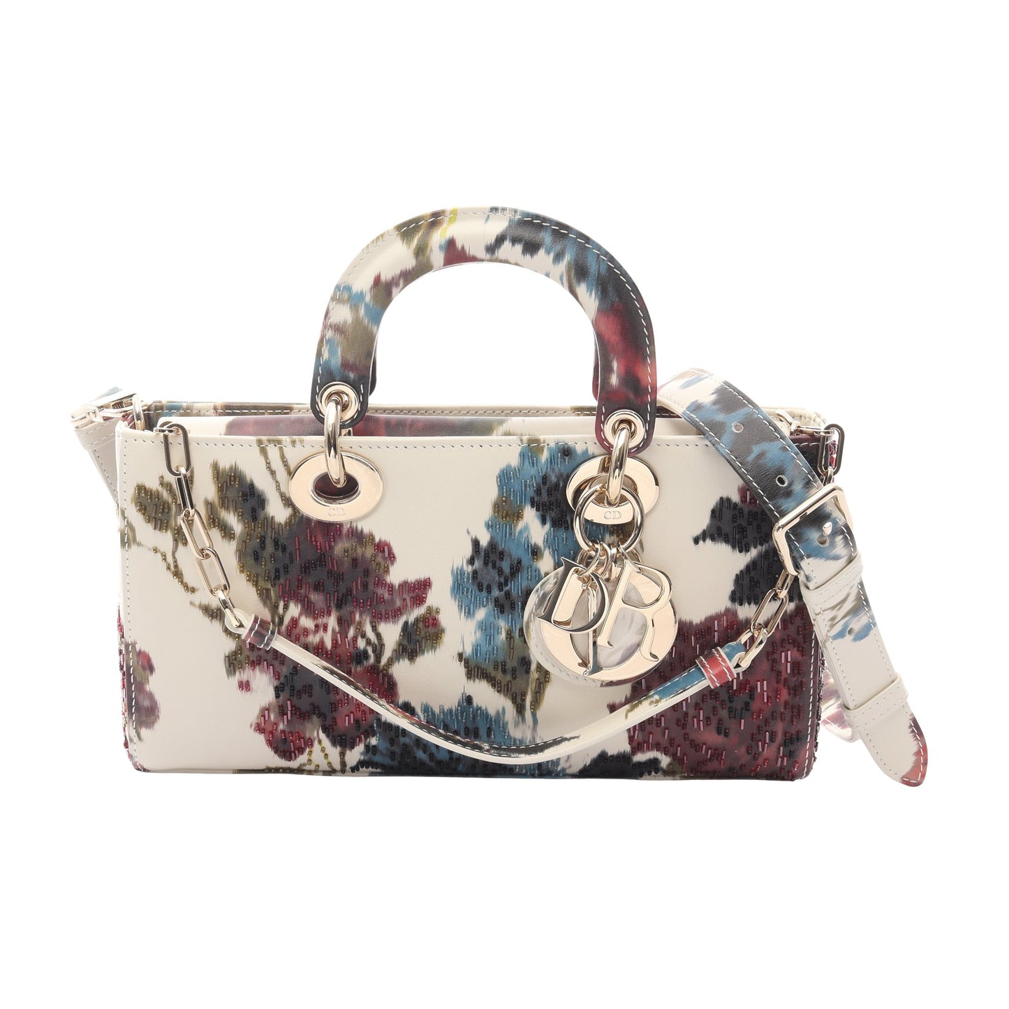 Lady D-Joy ミディアム ハンドバッグ レザー オフホワイト マルチカラー ビーズ 3WAY クリスチャンディオール バッグ Christian Dior