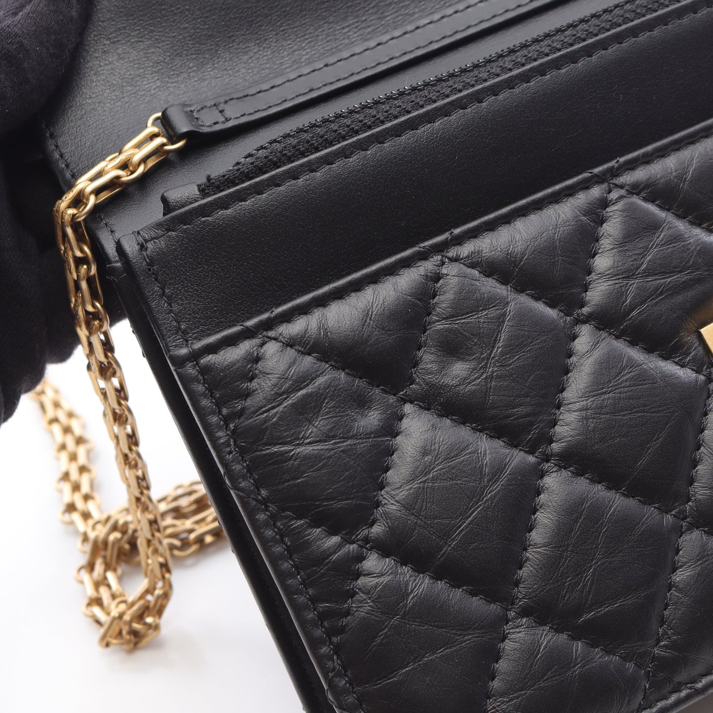 2.55 チェーンショルダーバッグ レザー ブラック ゴールド金具 シャネル バッグ CHANEL