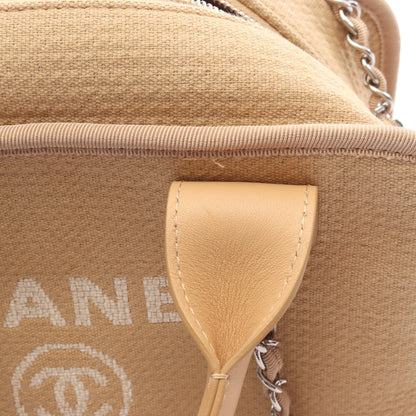 ドーヴィル ボーリング チェーンショルダーバッグ キャンバス レザー ベージュ シルバー金具 2WAY シャネル バッグ CHANEL