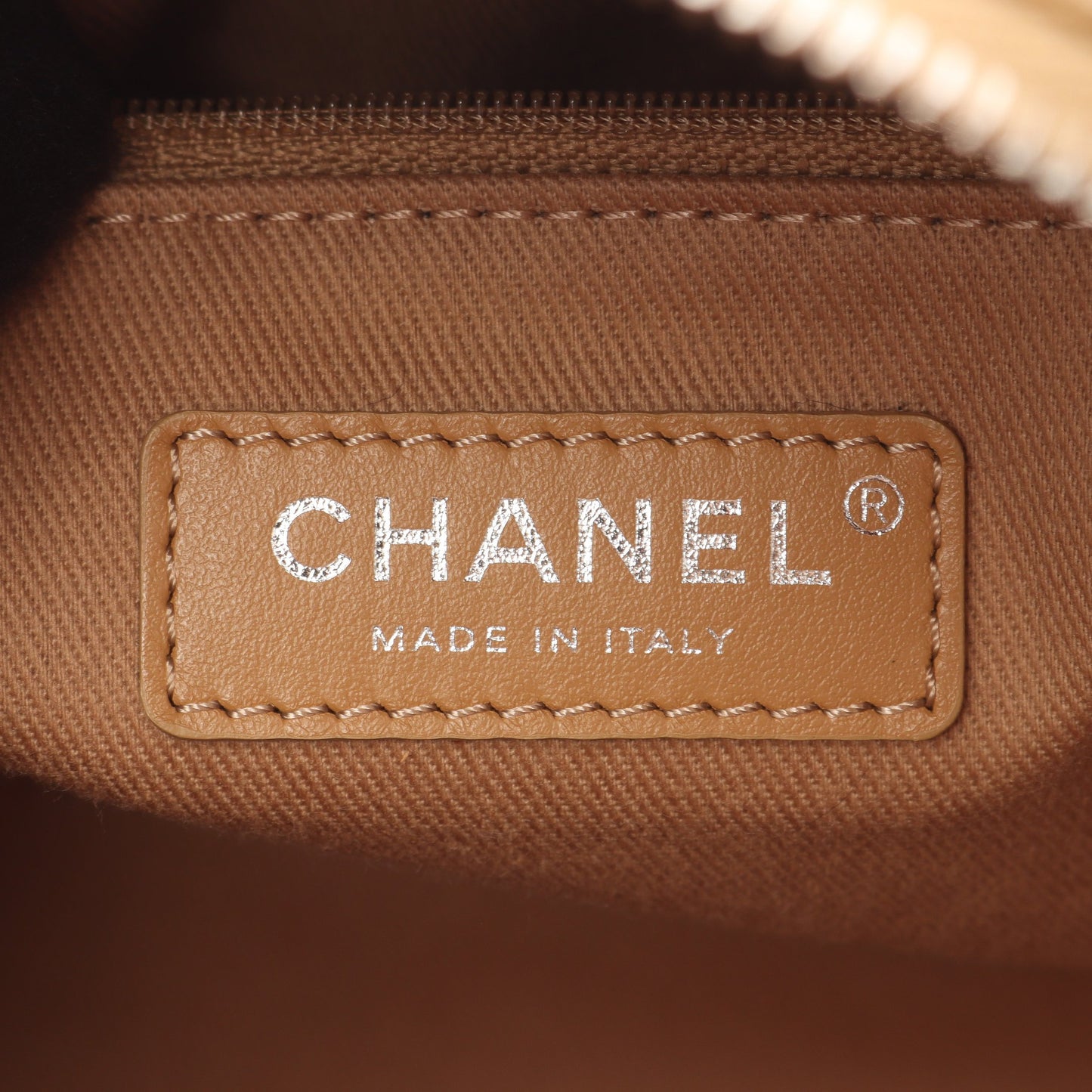 ドーヴィル ボーリング チェーンショルダーバッグ キャンバス レザー ベージュ シルバー金具 2WAY シャネル バッグ CHANEL