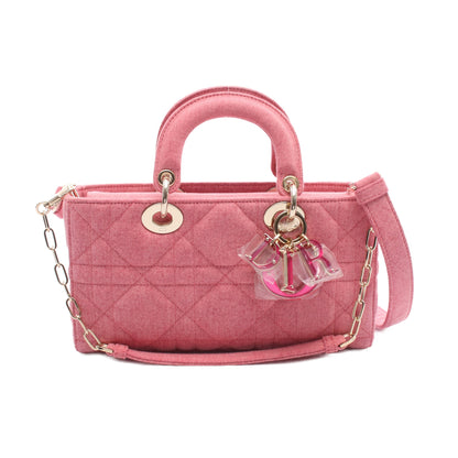 Lady D-Joy ミディアム カナージュ ハンドバッグ デニム ピンク 3WAY クリスチャンディオール バッグ Christian Dior