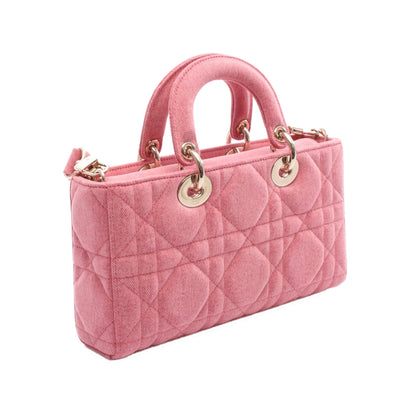 Lady D-Joy ミディアム カナージュ ハンドバッグ デニム ピンク 3WAY クリスチャンディオール バッグ Christian Dior
