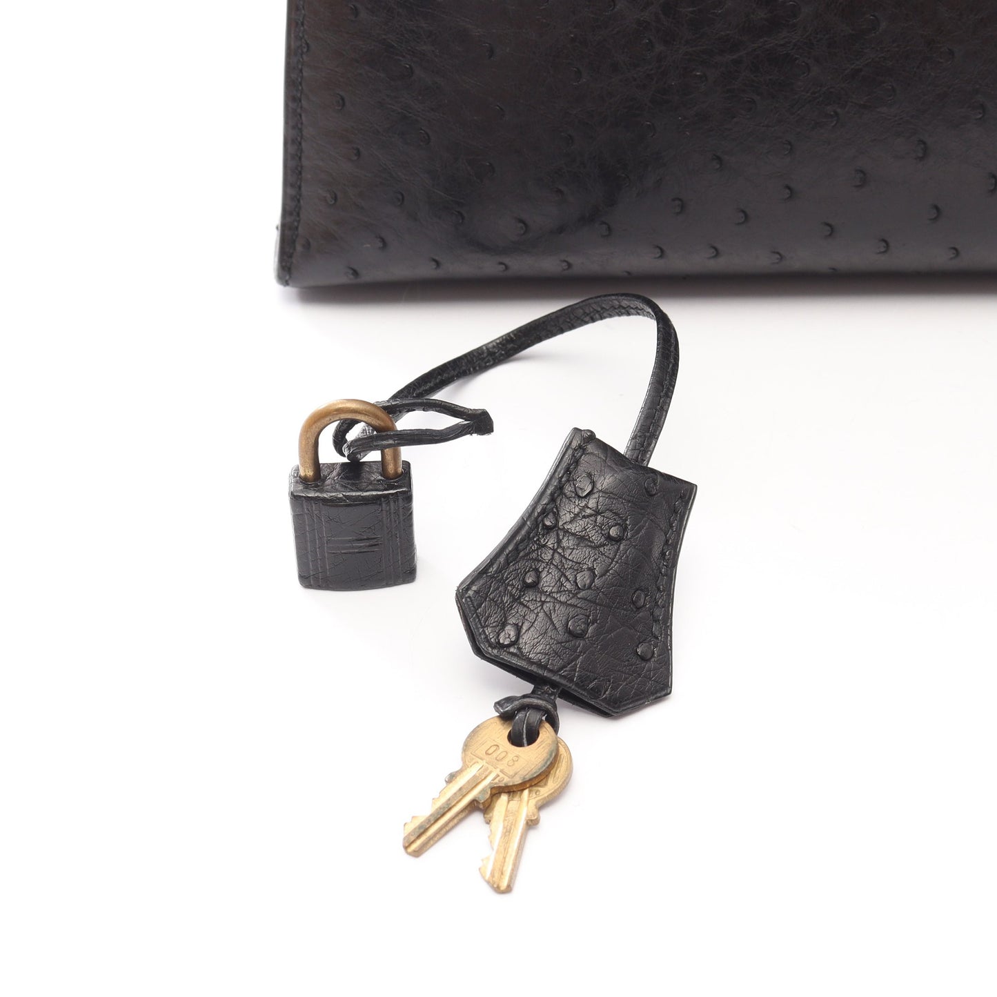 ケリー28 ハンドバッグ オーストリッチ ブラック ゴールド金具 外縫い ○S刻印 エルメス バッグ HERMES