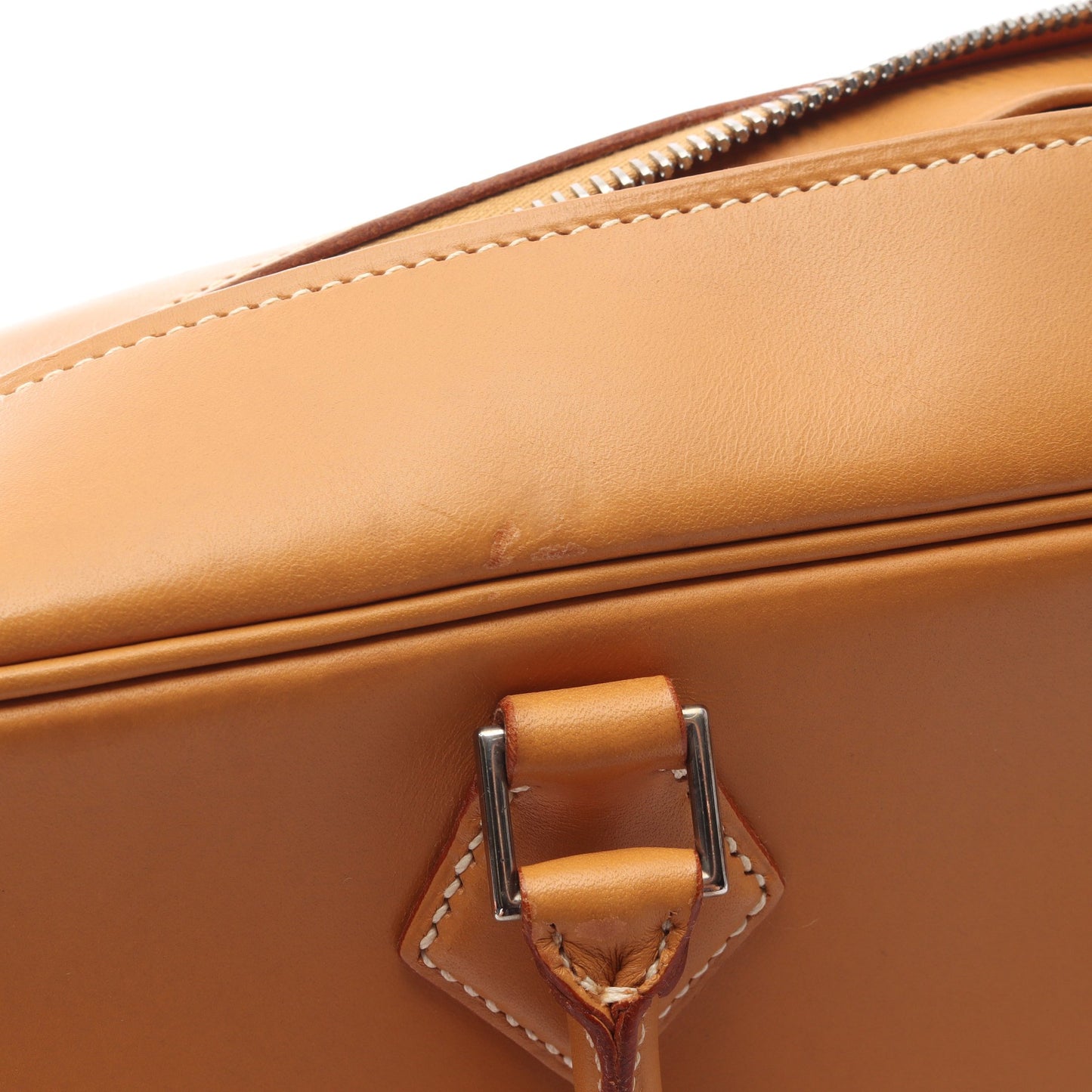 プリュム32 ナチュラル ハンドバッグ ヴァッシュ ライトブラウン シルバー金具 □G刻印 エルメス バッグ HERMES