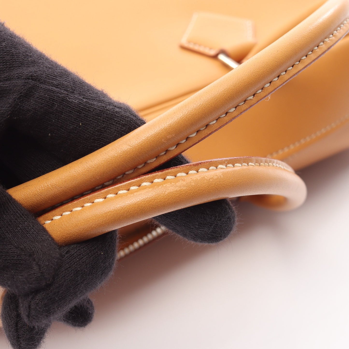 プリュム32 ナチュラル ハンドバッグ ヴァッシュ ライトブラウン シルバー金具 □G刻印 エルメス バッグ HERMES