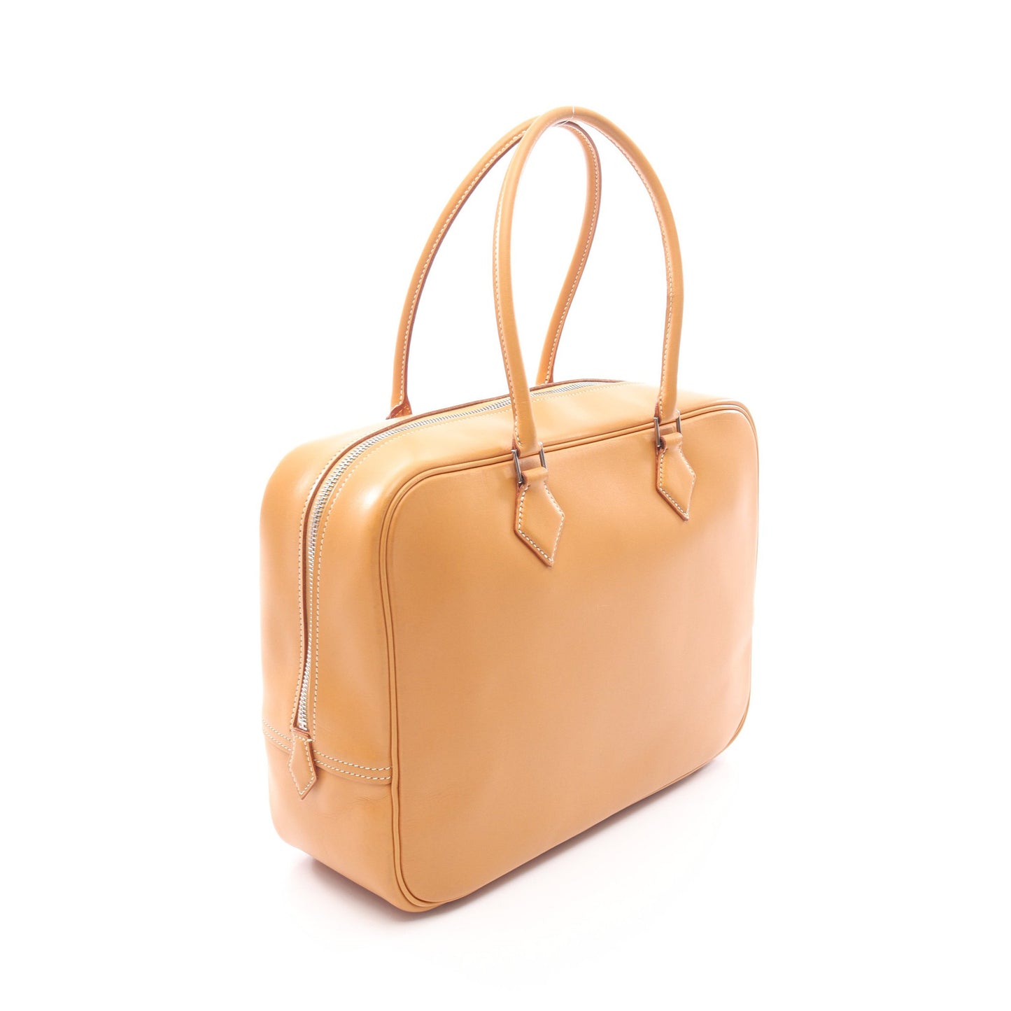 プリュム32 ナチュラル ハンドバッグ ヴァッシュ ライトブラウン シルバー金具 □G刻印 エルメス バッグ HERMES