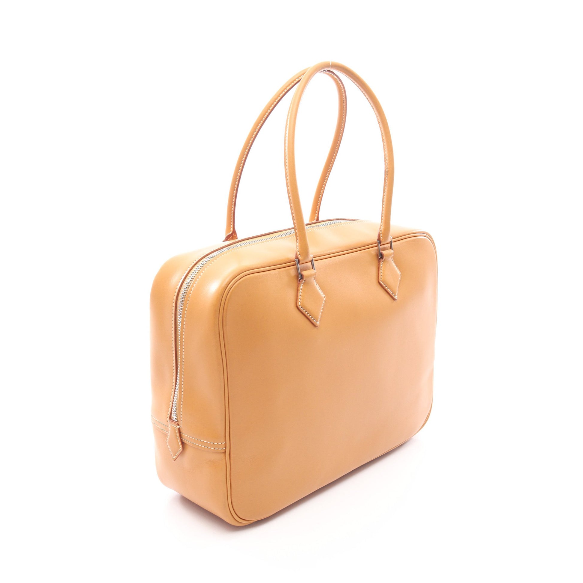 プリュム32 ナチュラル ハンドバッグ ヴァッシュ ライトブラウン シルバー金具 □G刻印 エルメス バッグ HERMES