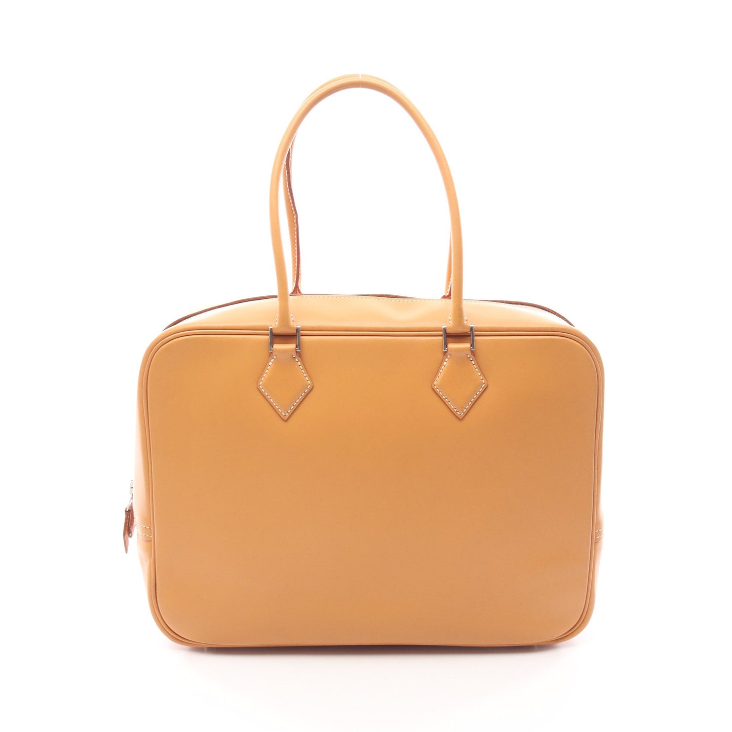 プリュム32 ナチュラル ハンドバッグ ヴァッシュ ライトブラウン シルバー金具 □G刻印 エルメス バッグ HERMES