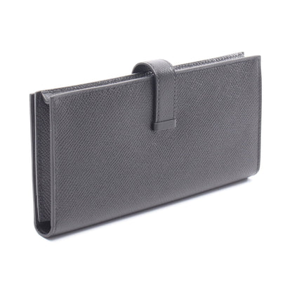 ベアンスフレ 二つ折り長財布 ヴォーエプソン ブラック ゴールド金具 X刻印 エルメス 財布・小物 HERMES