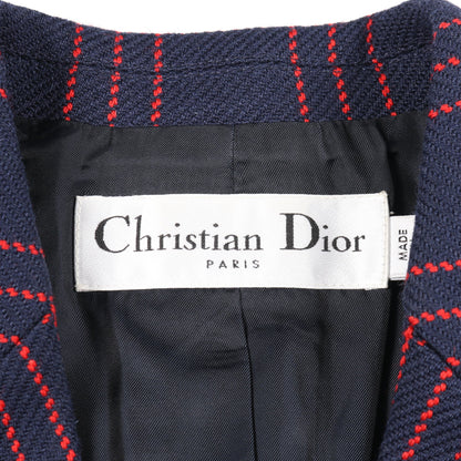テーラードジャケット チェック ウール ネイビー レッド クリスチャンディオール アウター Christian Dior