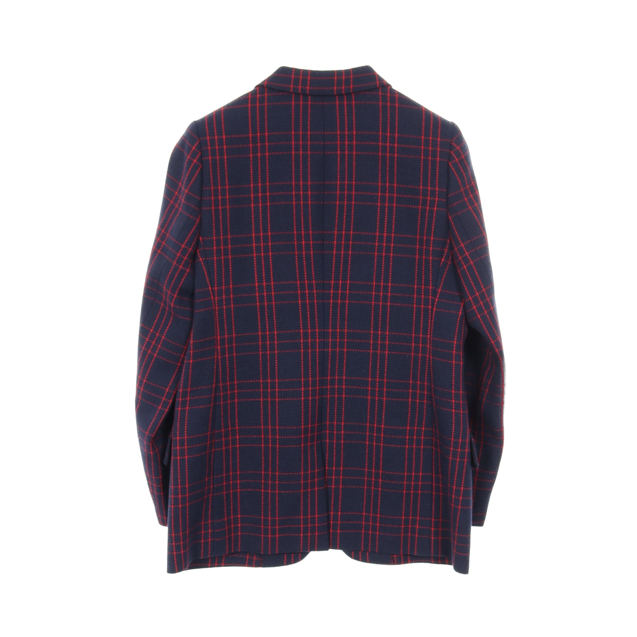 テーラードジャケット チェック ウール ネイビー レッド クリスチャン