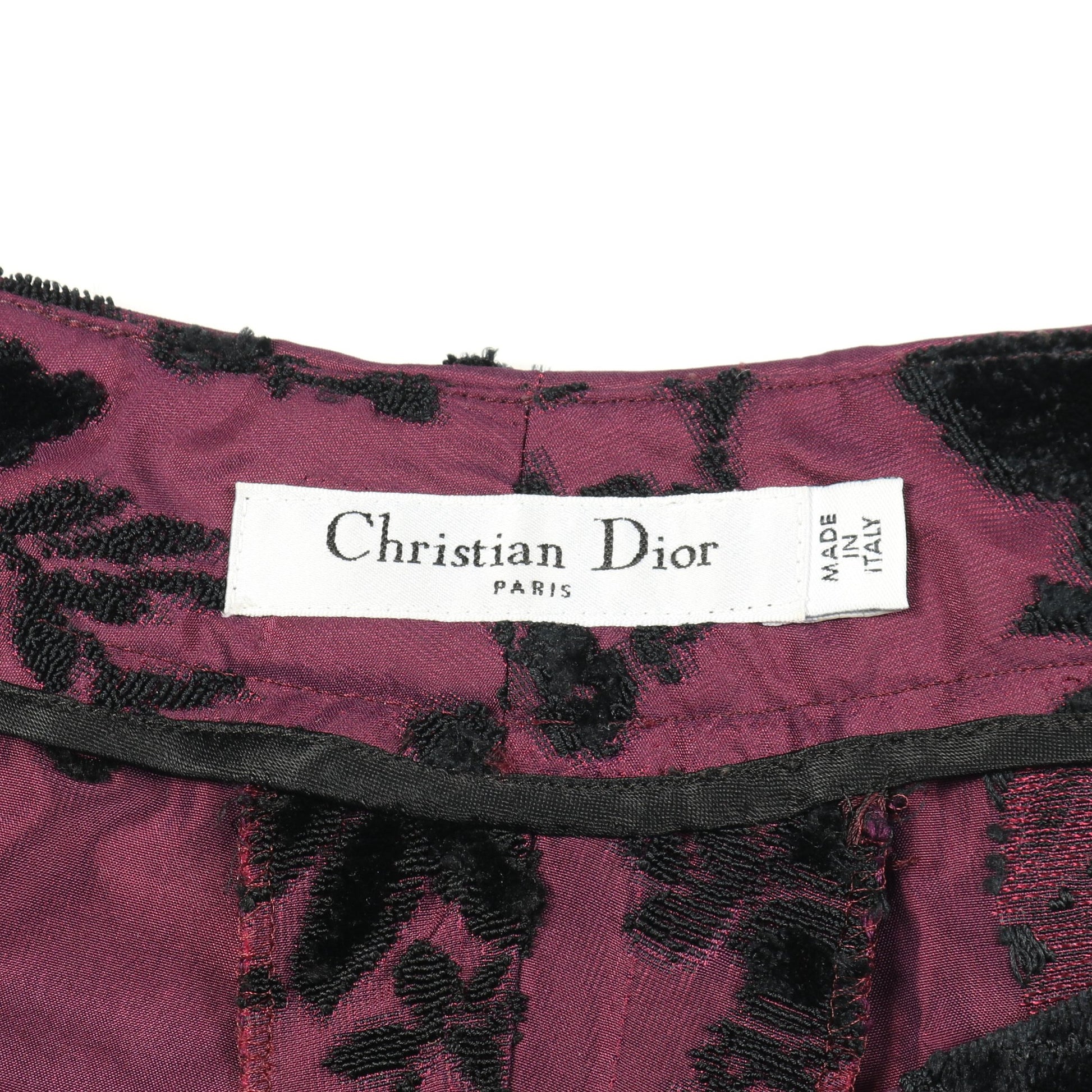 ショート パンツ リボン 花柄 ベルベット シルク パープル ブラック クリスチャンディオール ボトムス Christian Dior