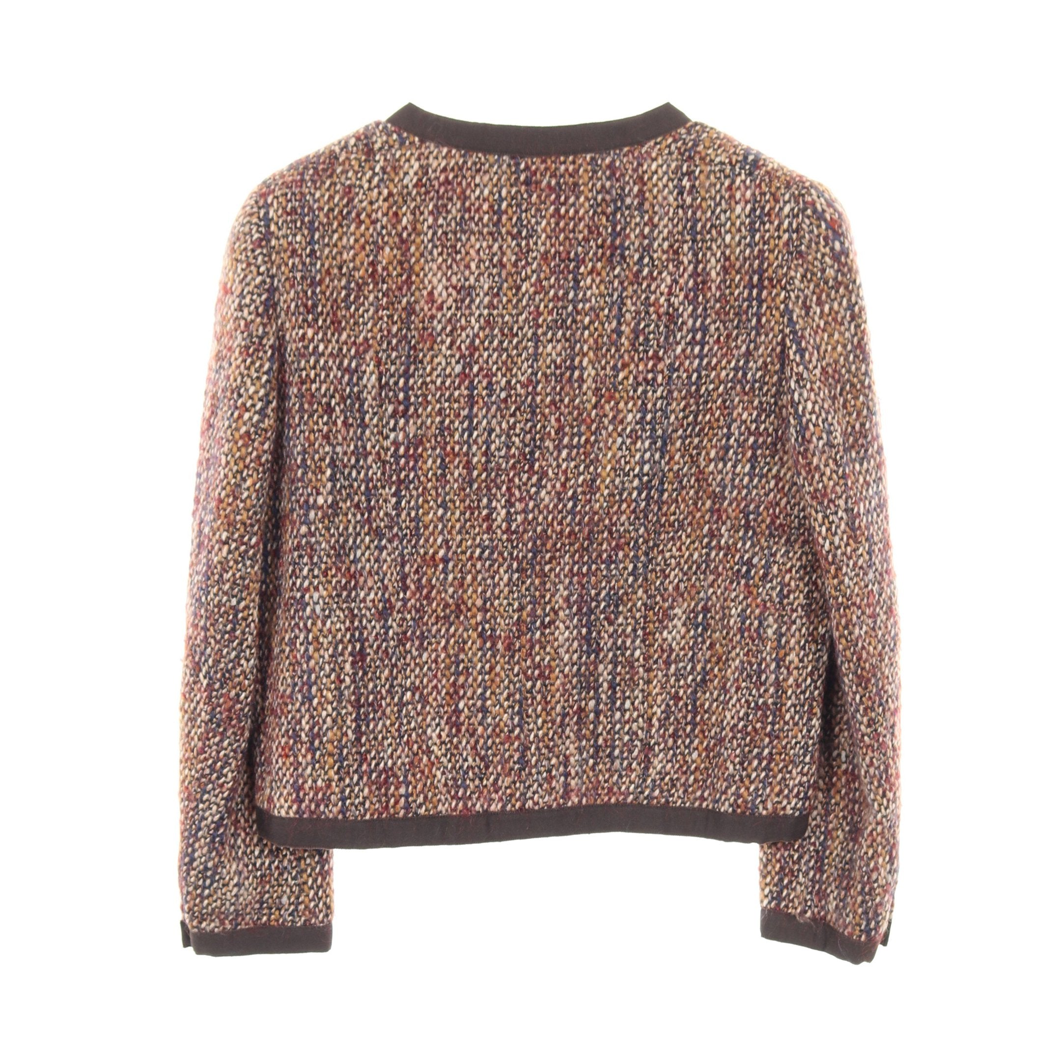 ココマークボタン ツイード ジャケット ウール ブラウン マルチカラー