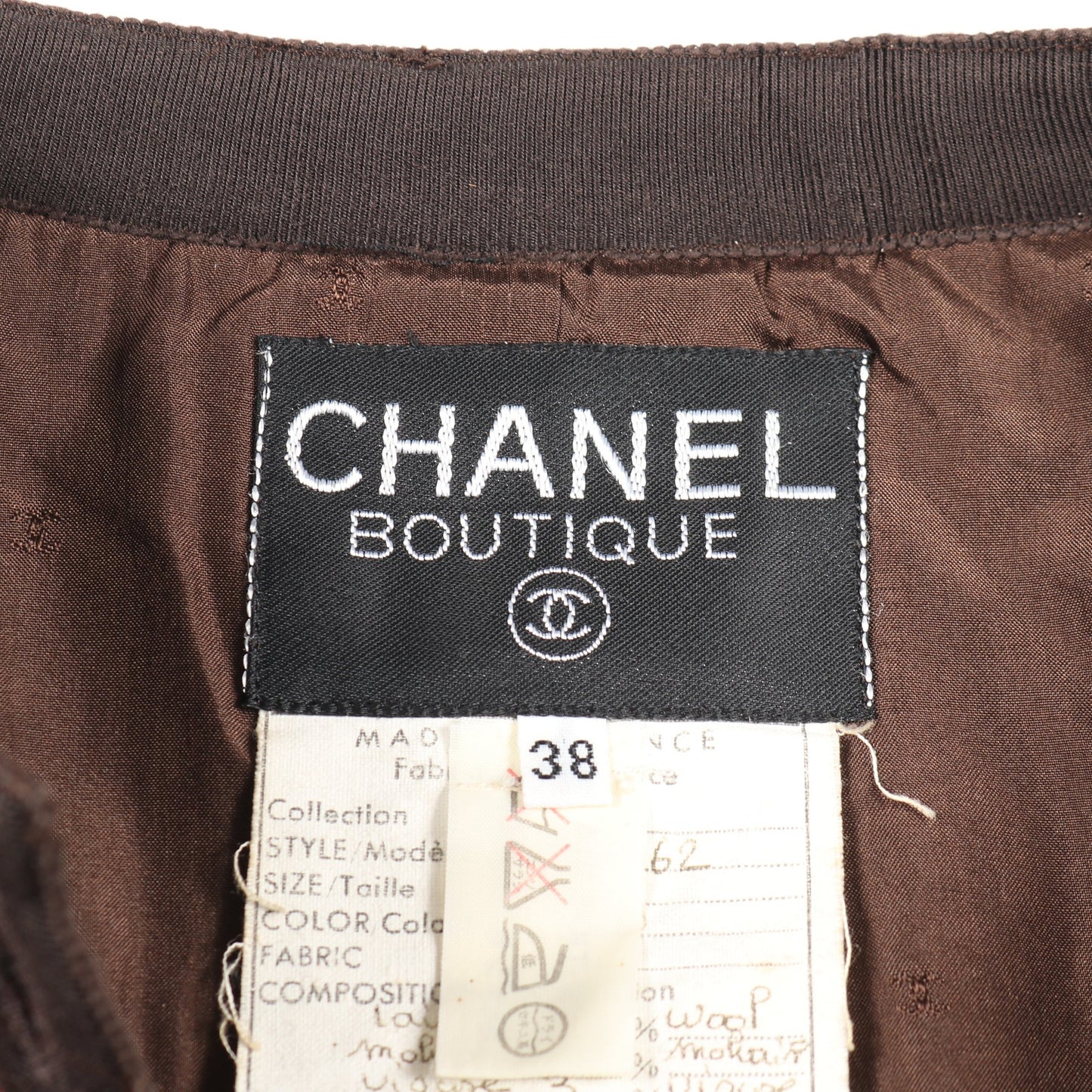 ココマークボタン ツイード ジャケット ウール ブラウン マルチカラー シャネル アウター CHANEL