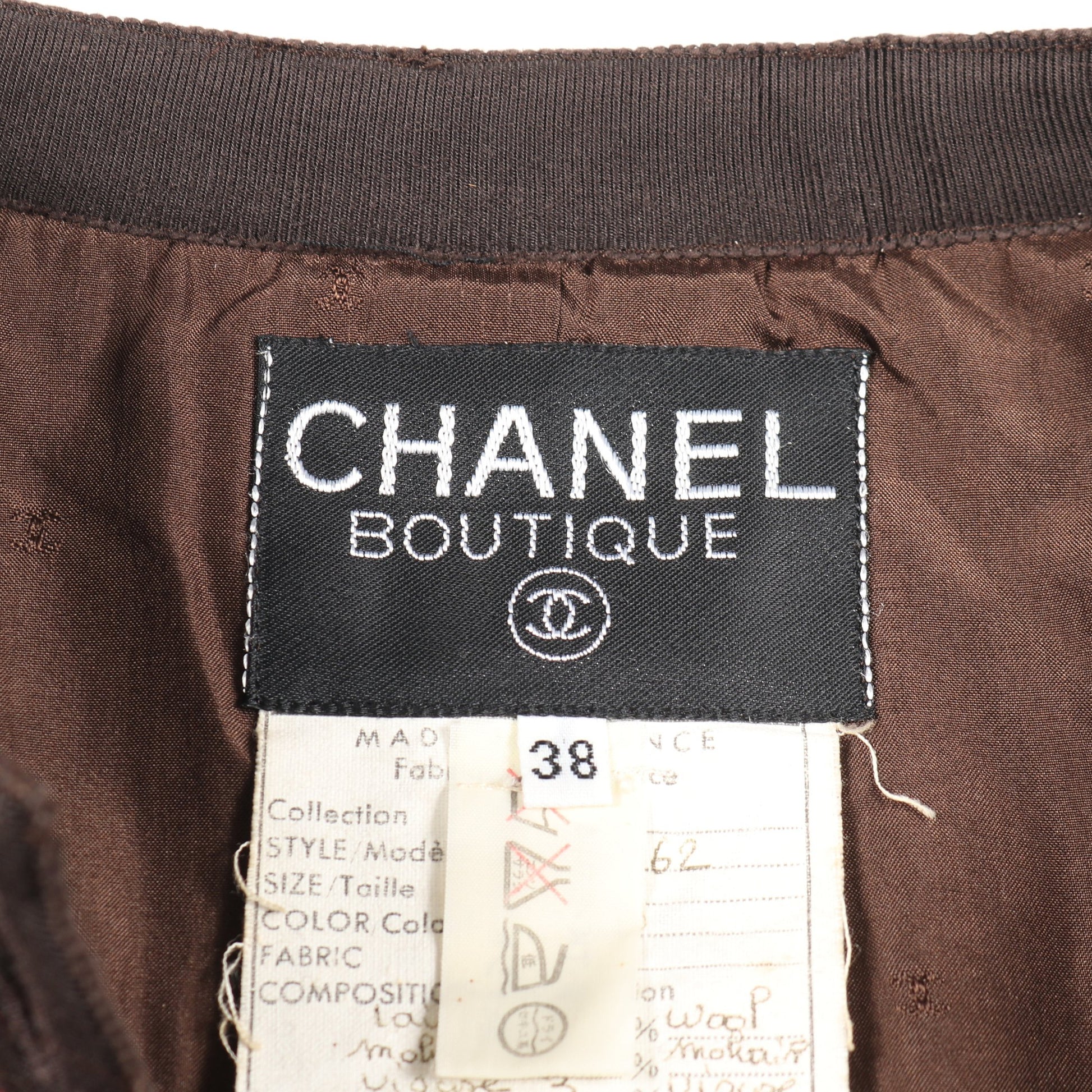 ココマークボタン ツイード ジャケット ウール ブラウン マルチカラー シャネル アウター CHANEL