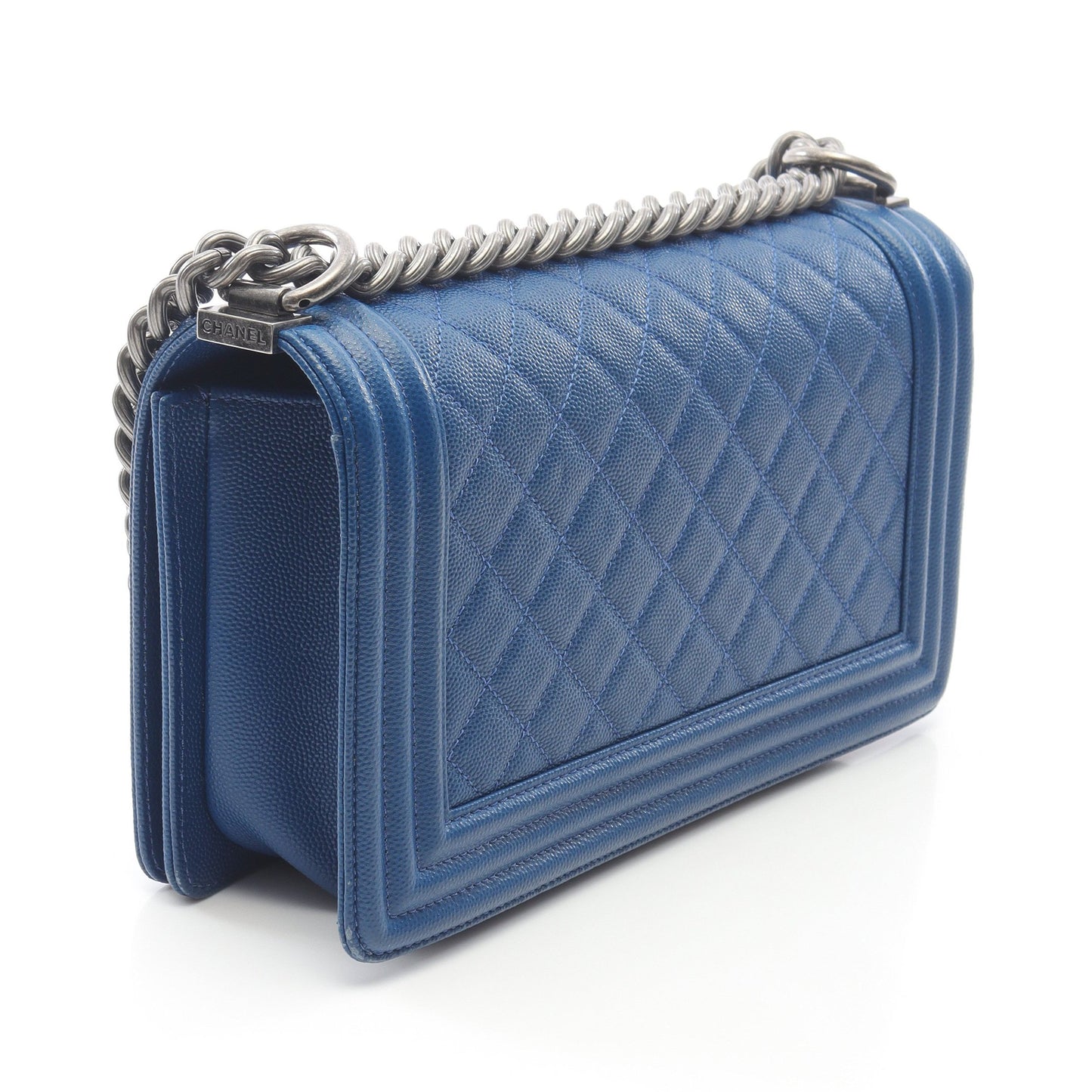 ボーイシャネル チェーンショルダーバッグ キャビアスキン ブルー アンティークシルバー金具 シャネル バッグ CHANEL
