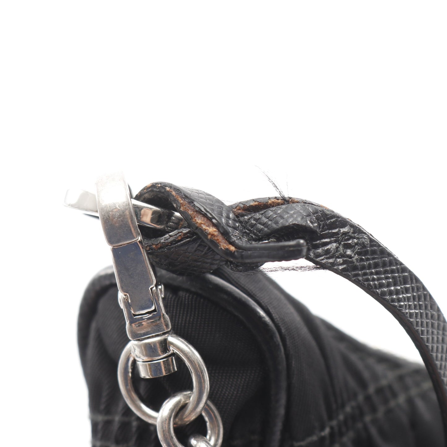 Re-Edition 2005 チェーンショルダーバッグ ギャザー ナイロン レザー ブラック 2WAY プラダ バッグ PRADA