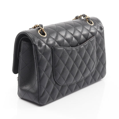 マトラッセ Wフラップ Wチェーンショルダーバッグ キャビアスキン ブラック ゴールド金具 シャネル バッグ CHANEL