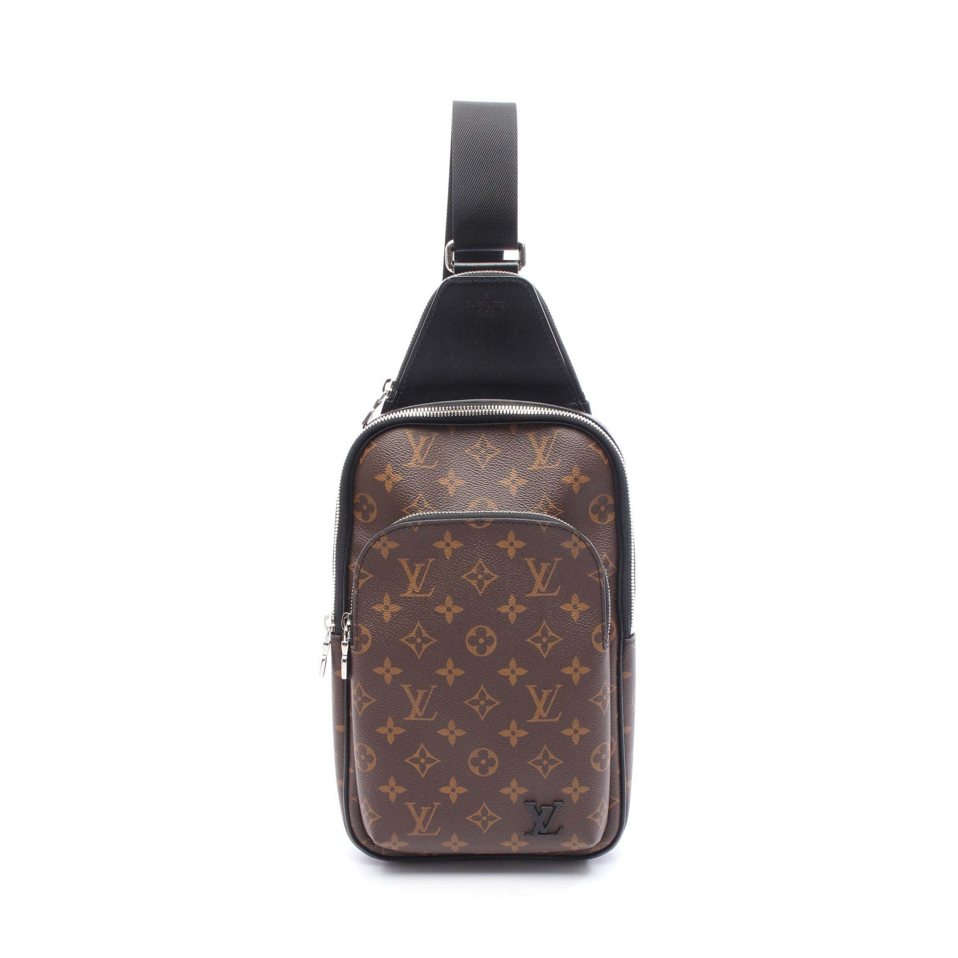 アヴェニュー スリングバッグ モノグラムマカサー ボディバッグ PVC レザー ブラウン ブラック ルイヴィトン バッグ LOUIS VUITTON