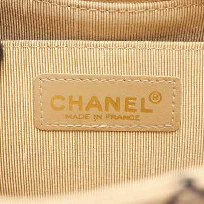 ワイルドステッチ Wチェーンショルダーバッグ レザー ベージュ ブラック金具 シャネル バッグ CHANEL