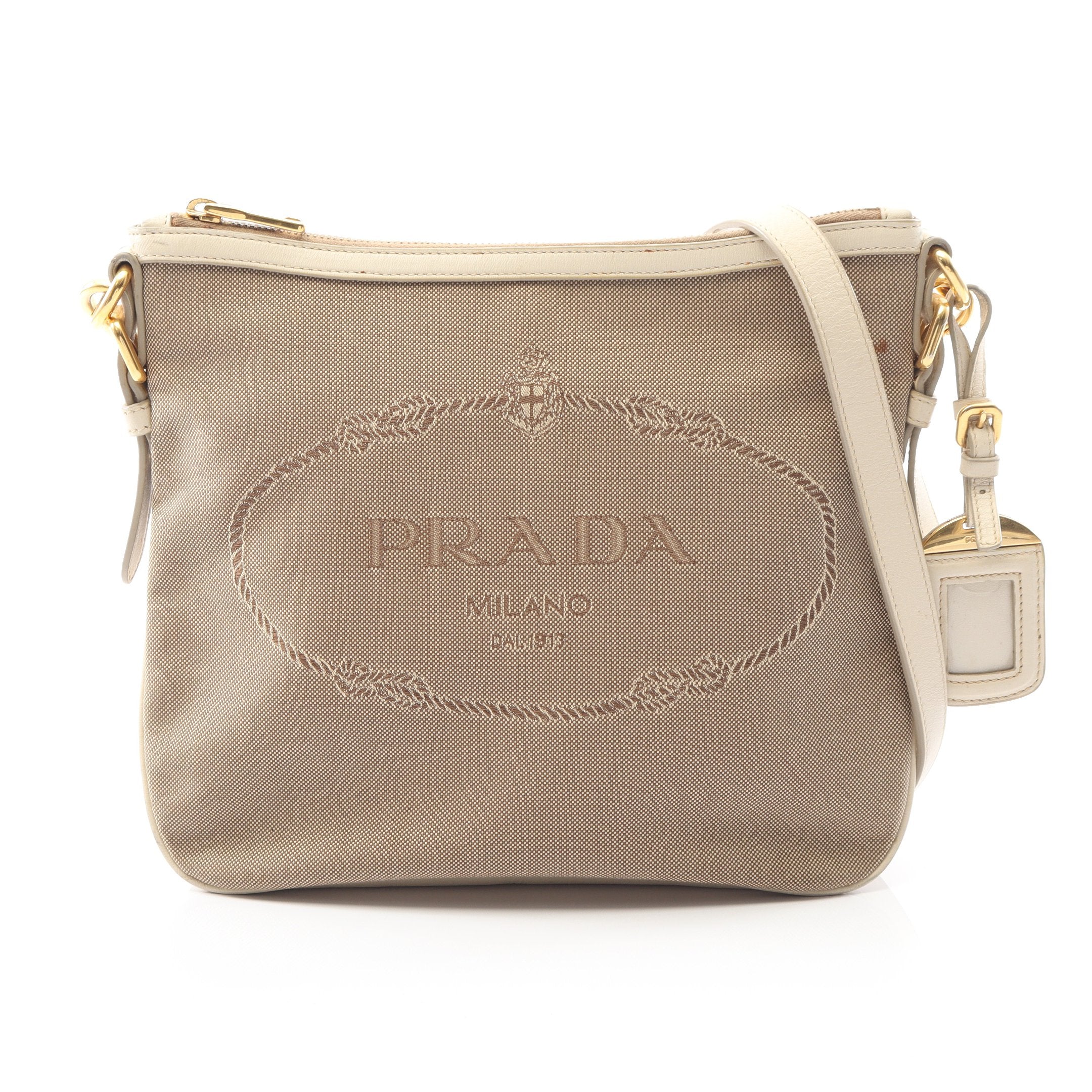 PRADA ジャガード サコッシュ レザー キャンバス ロゴ ショルダーバッグ LOGO JACQUARD ロゴジャガード ショルダーバッグ キャンバス レザー