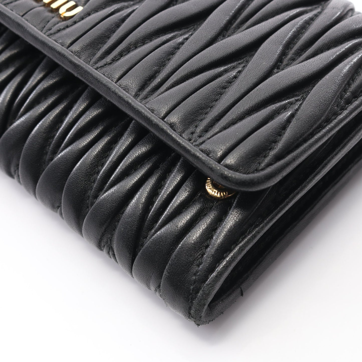 MATELASSE'1 マテラッセ 二つ折り長財布 レザー ブラック ミュウミュウ 財布・小物 miu miu
