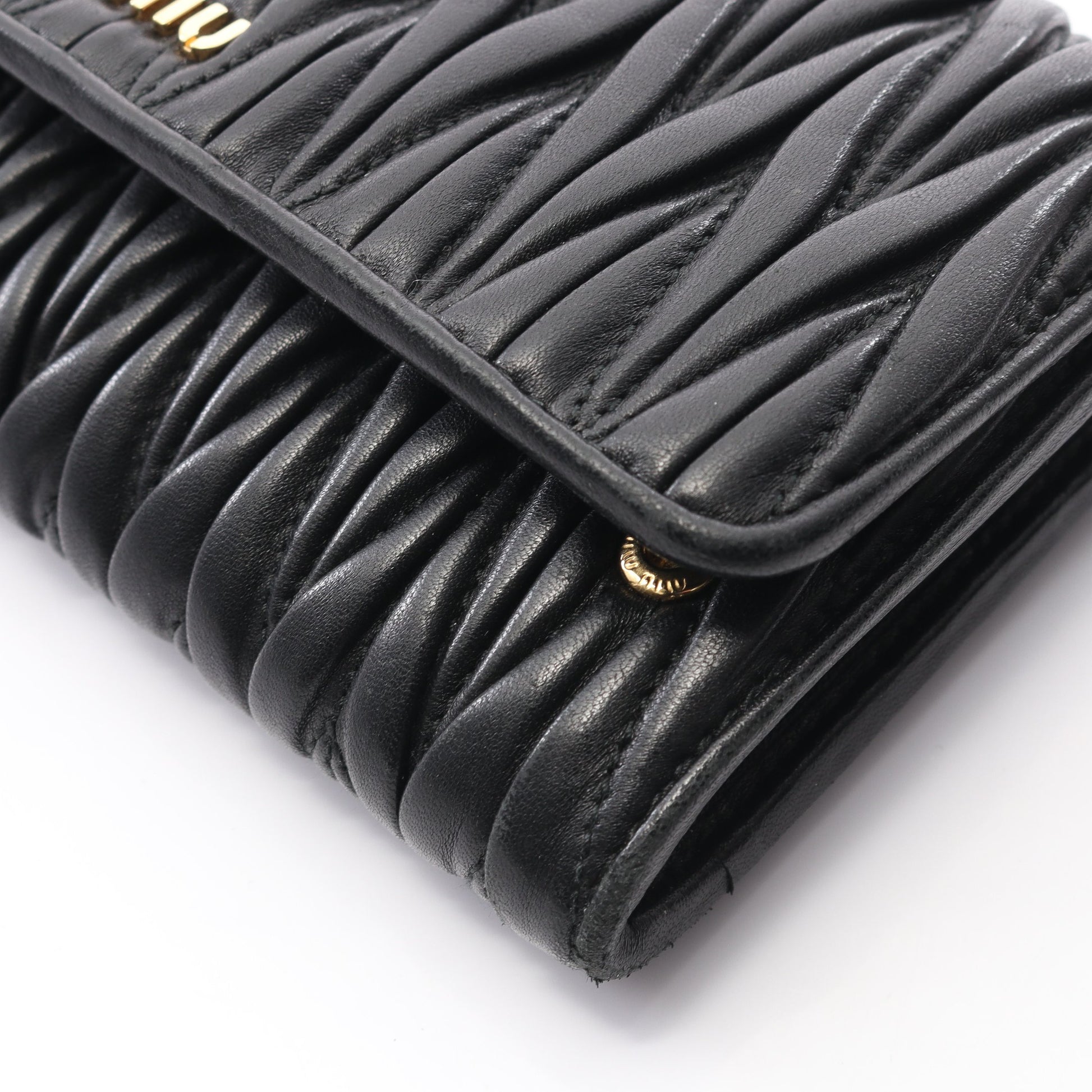 MATELASSE'1 マテラッセ 二つ折り長財布 レザー ブラック ミュウミュウ 財布・小物 miu miu