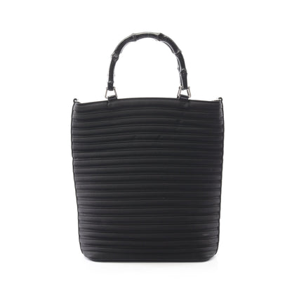 バンブー ハンドバッグ ナイロンキャンバス レザー ブラック グッチ バッグ GUCCI