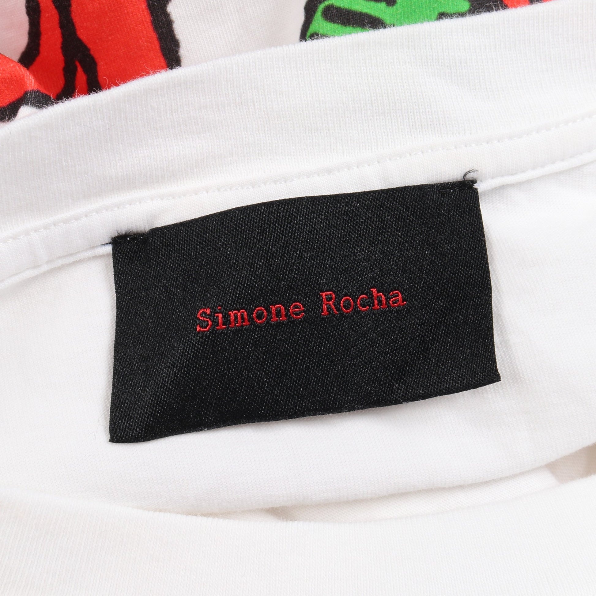Tシャツ クルーネック 半袖 ロゴ プリント コットン ホワイト マルチカラー シモーネロシャ トップス Simone Rocha