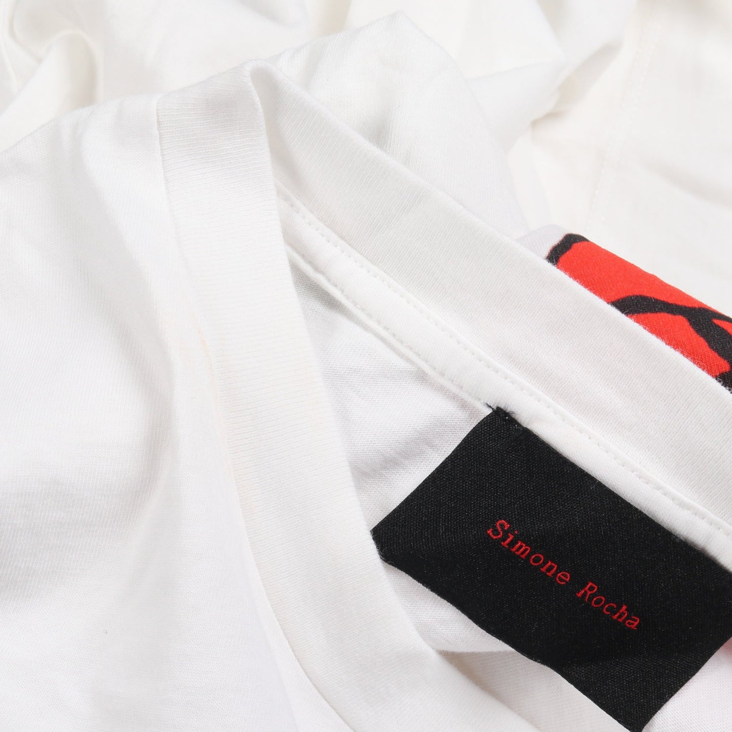 Tシャツ クルーネック 半袖 ロゴ プリント コットン ホワイト マルチカラー シモーネロシャ トップス Simone Rocha