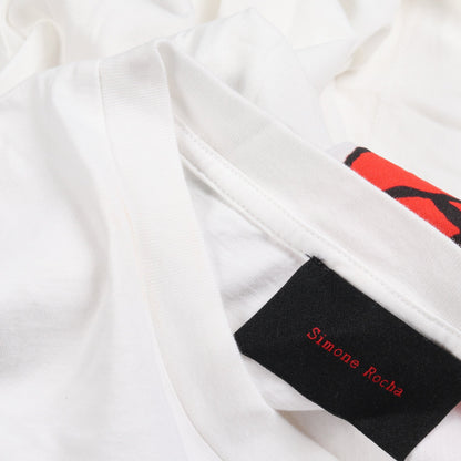 Tシャツ クルーネック 半袖 ロゴ プリント コットン ホワイト マルチカラー シモーネロシャ トップス Simone Rocha