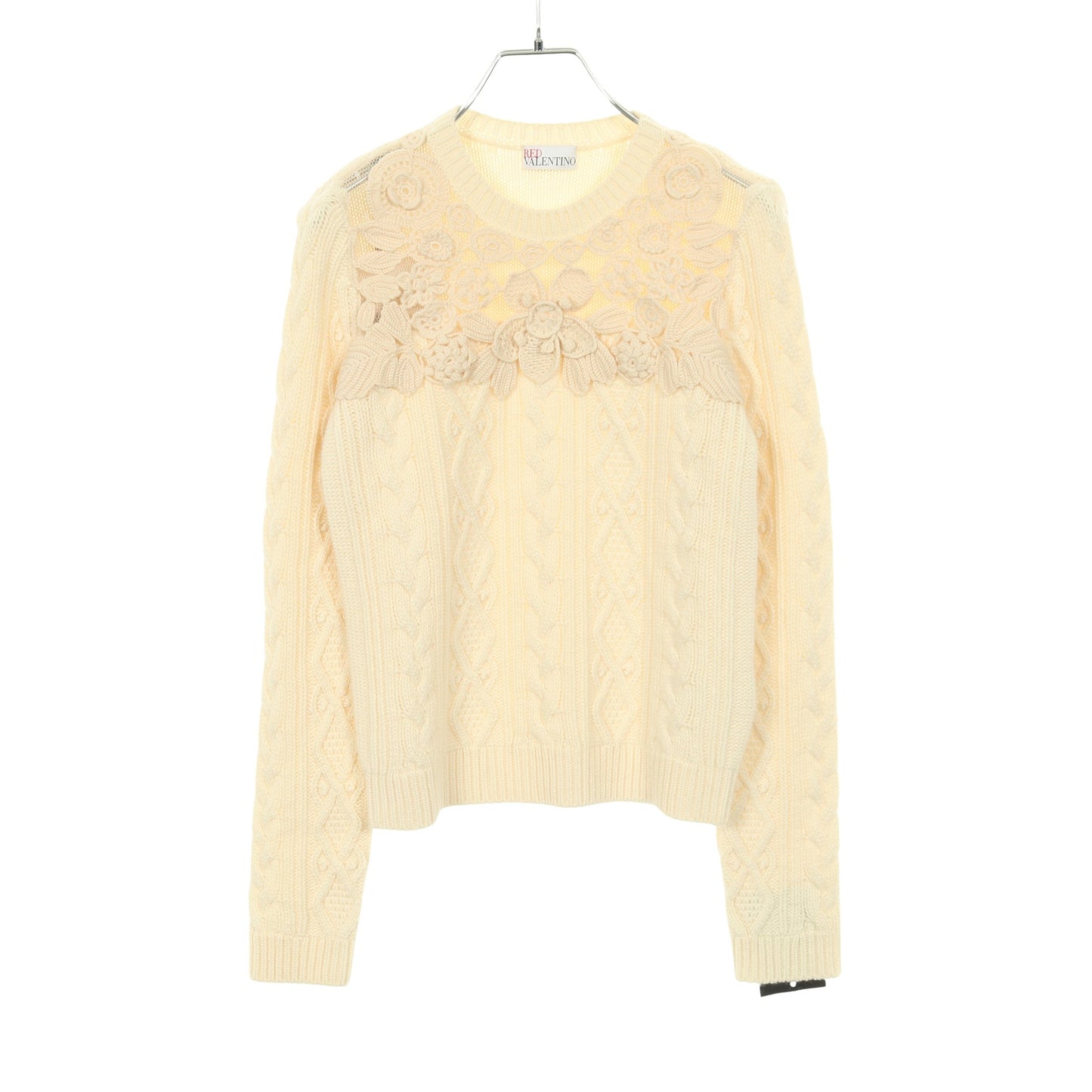 レース切替 ケーブルセーター ニット ウール レーヨン ナイロン アンゴラ アイボリー レッドヴァレンティノ トップス RED VALENTINO