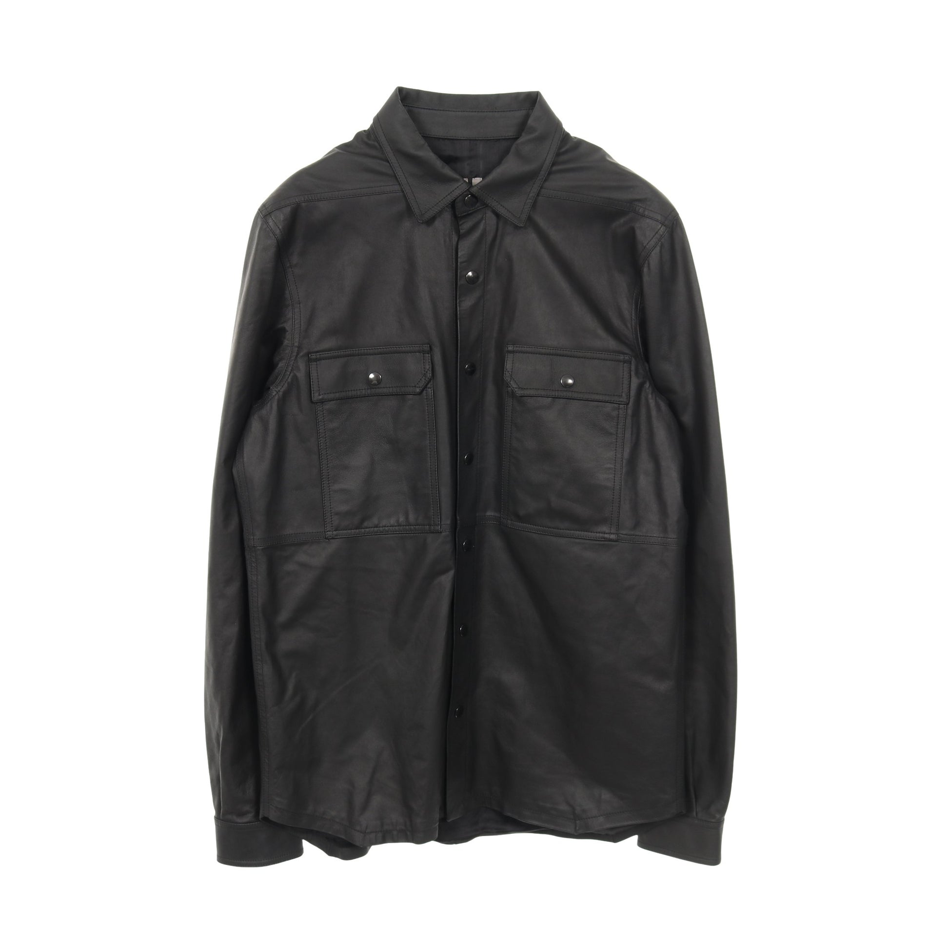シャツジャケット レザージャケット ラムレザー ブラック 21SS リックオウエンス アウター Rick Owens