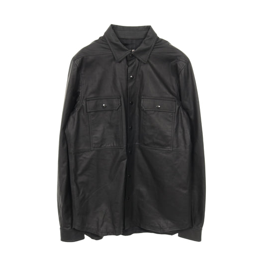 シャツジャケット レザージャケット ラムレザー ブラック 21SS リックオウエンス