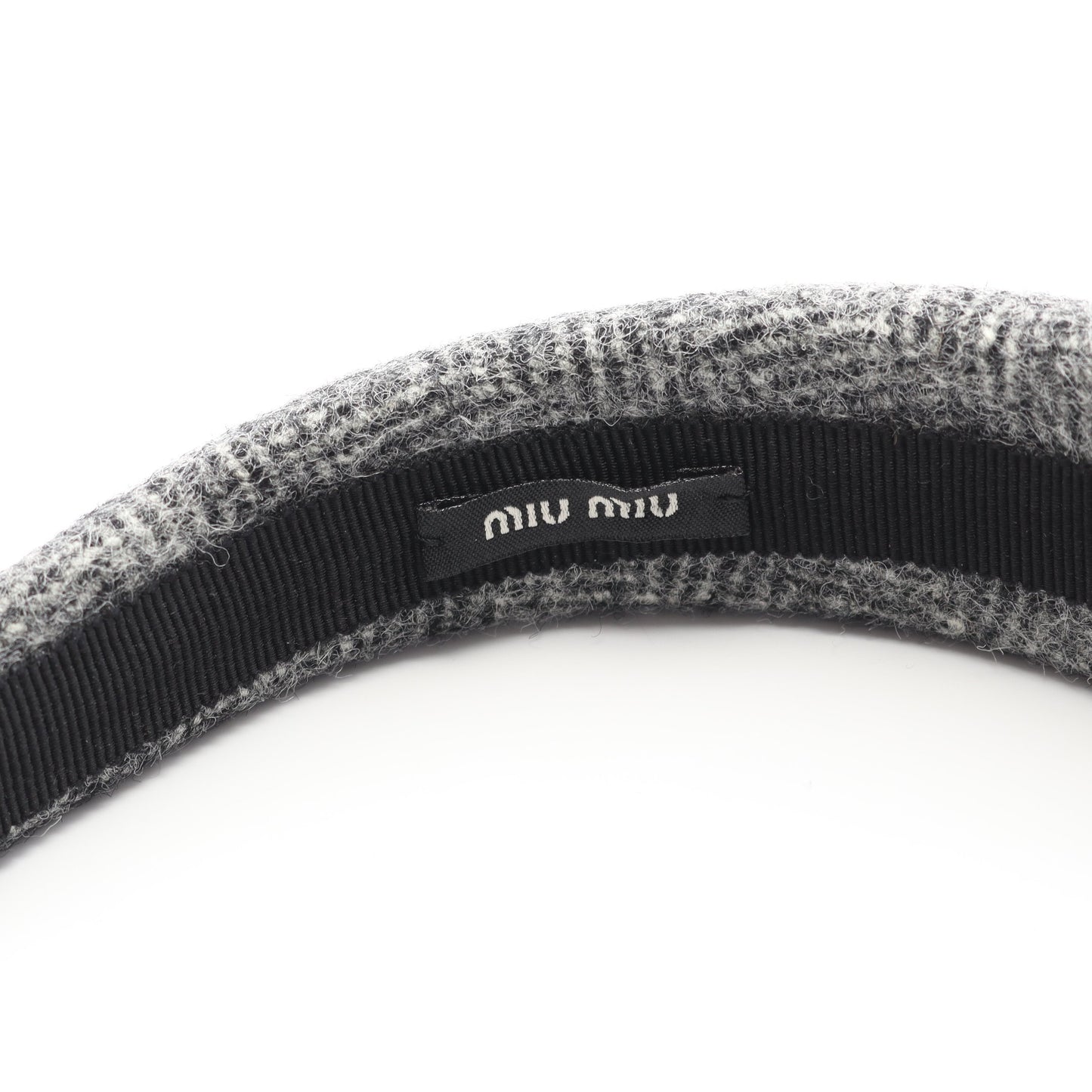 カチューシャ ウール グレー ロゴ ミュウミュウ アクセサリー miu miu