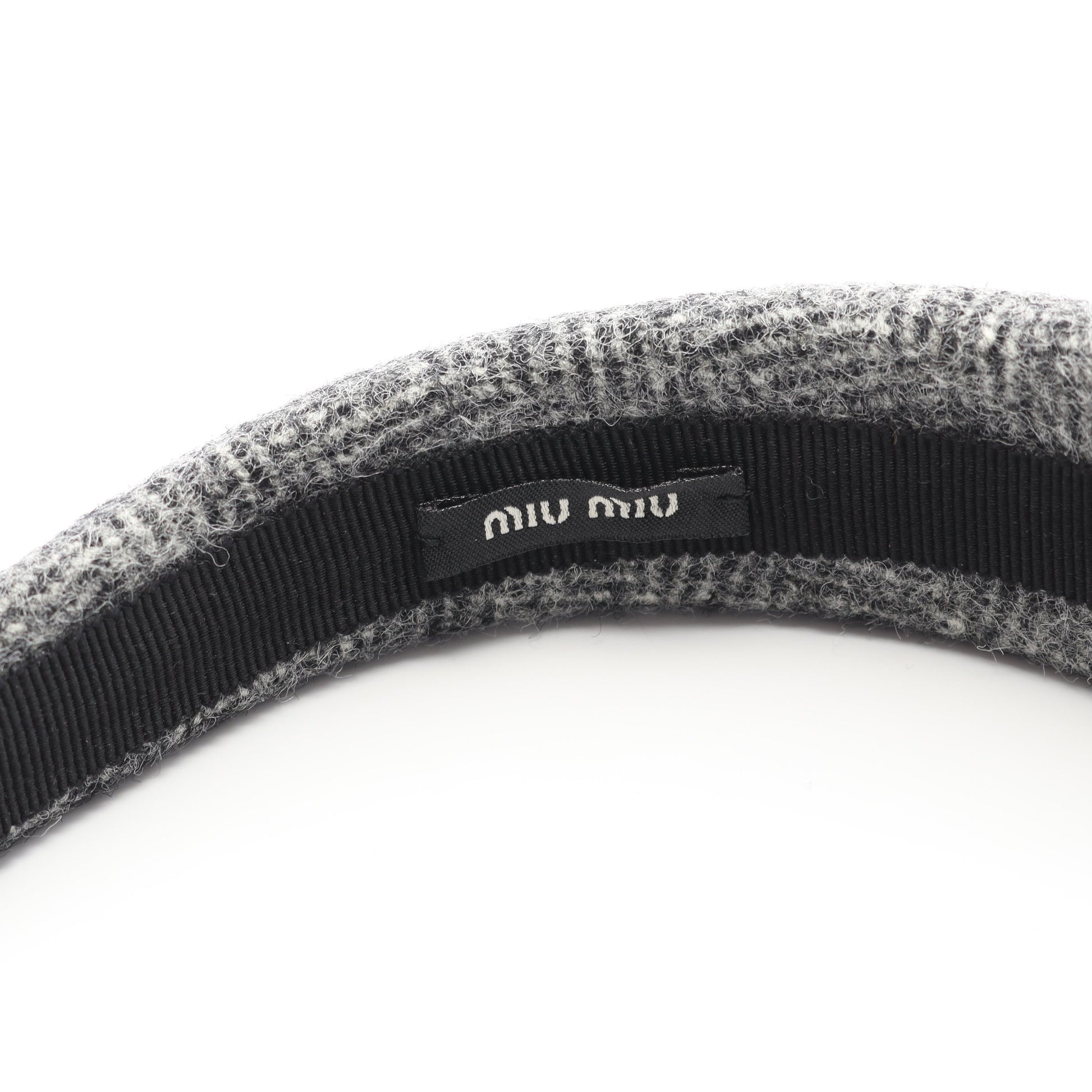 カチューシャ ウール グレー ロゴ ミュウミュウ アクセサリー miu miu