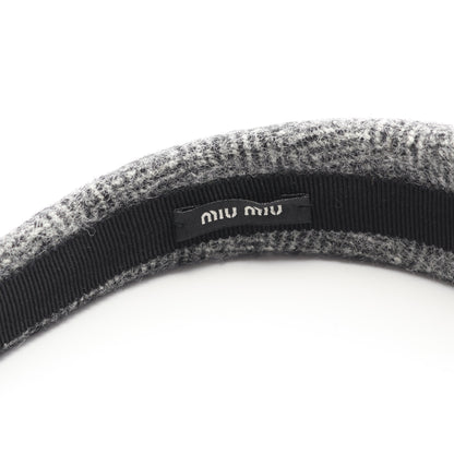 カチューシャ ウール グレー ロゴ ミュウミュウ アクセサリー miu miu
