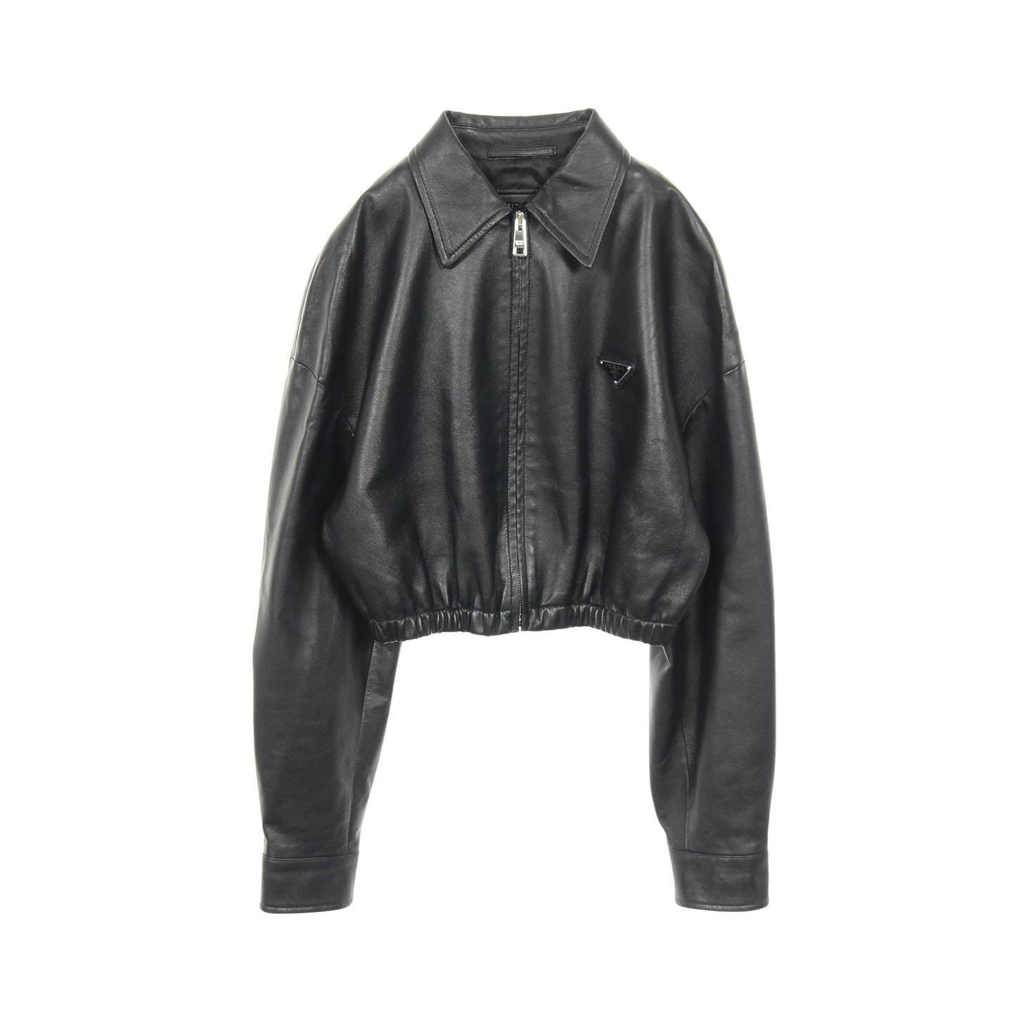 トライアングルロゴ レザージャケット ラムレザー ブラック プラダ アウター PRADA