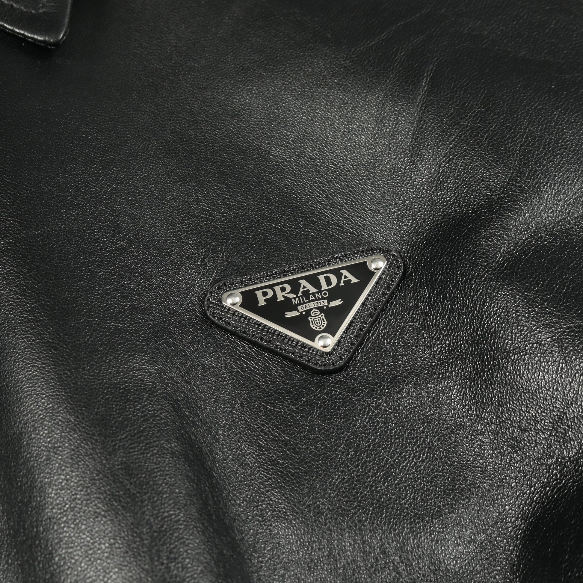 トライアングルロゴ レザージャケット ラムレザー ブラック プラダ アウター PRADA