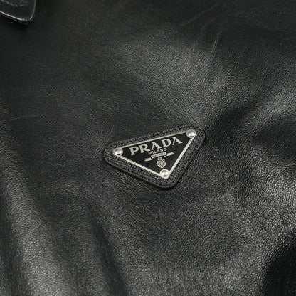 トライアングルロゴ レザージャケット ラムレザー ブラック プラダ アウター PRADA