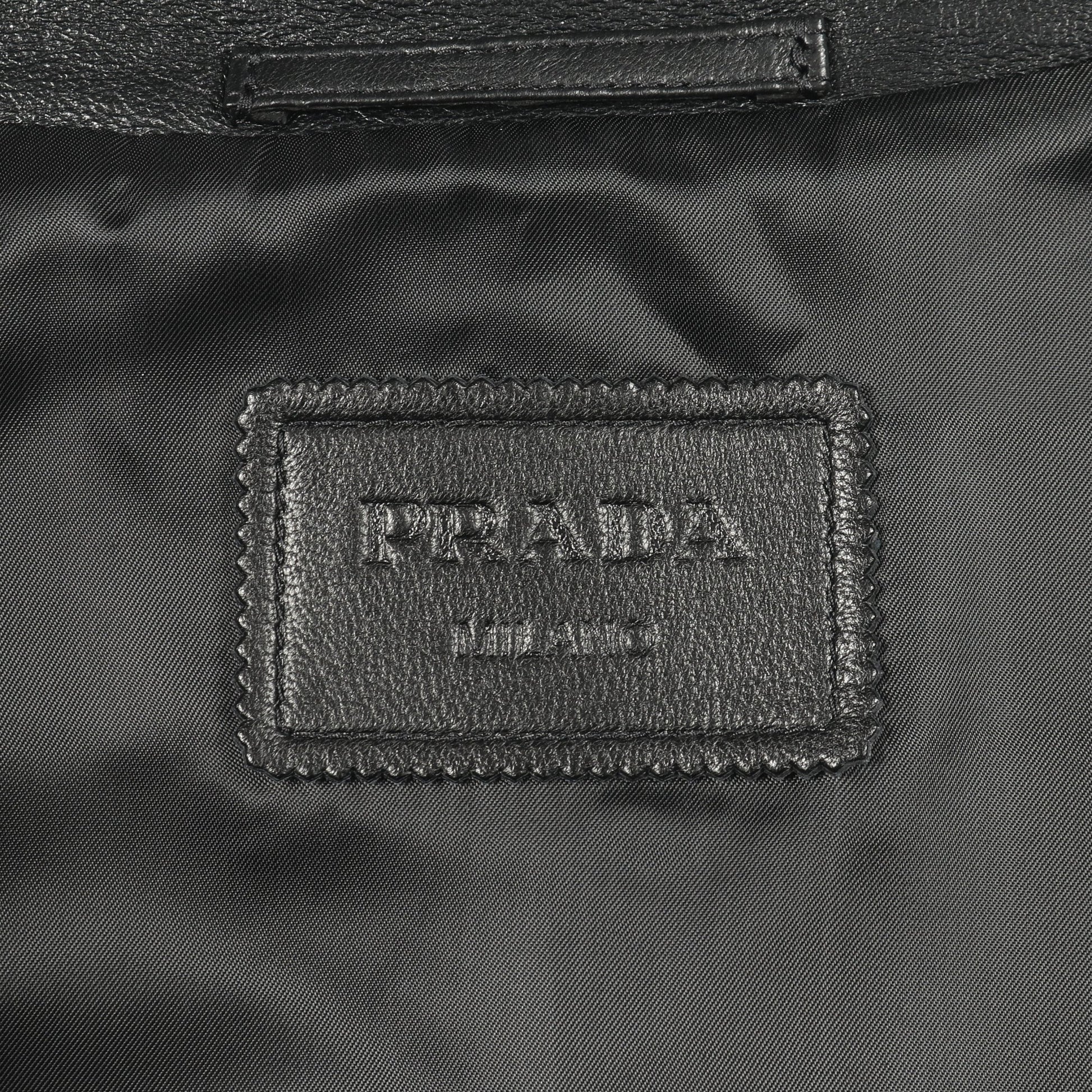 トライアングルロゴ レザージャケット ラムレザー ブラック プラダ アウター PRADA