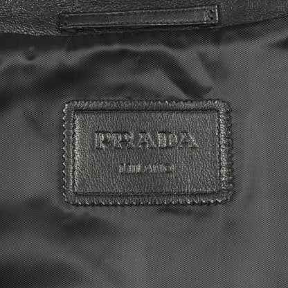 トライアングルロゴ レザージャケット ラムレザー ブラック プラダ アウター PRADA