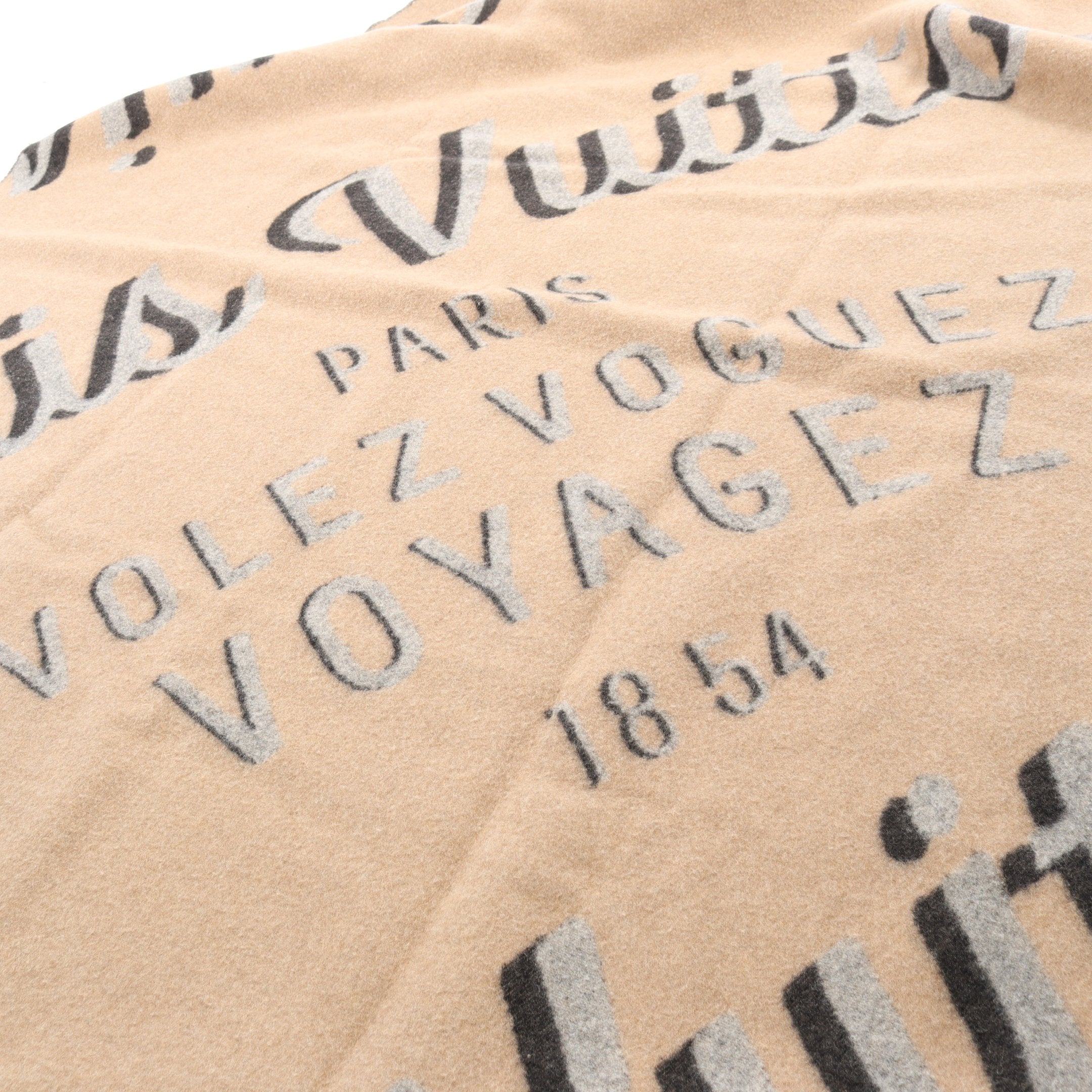 ブランケット ショール ウール カシミヤ ベージュ マルチカラー ルイ