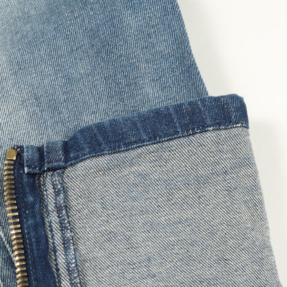 バイカースキニー デニムパンツ 裾ジップ コットン インディゴブルー バルマン ボトムス BALMAIN