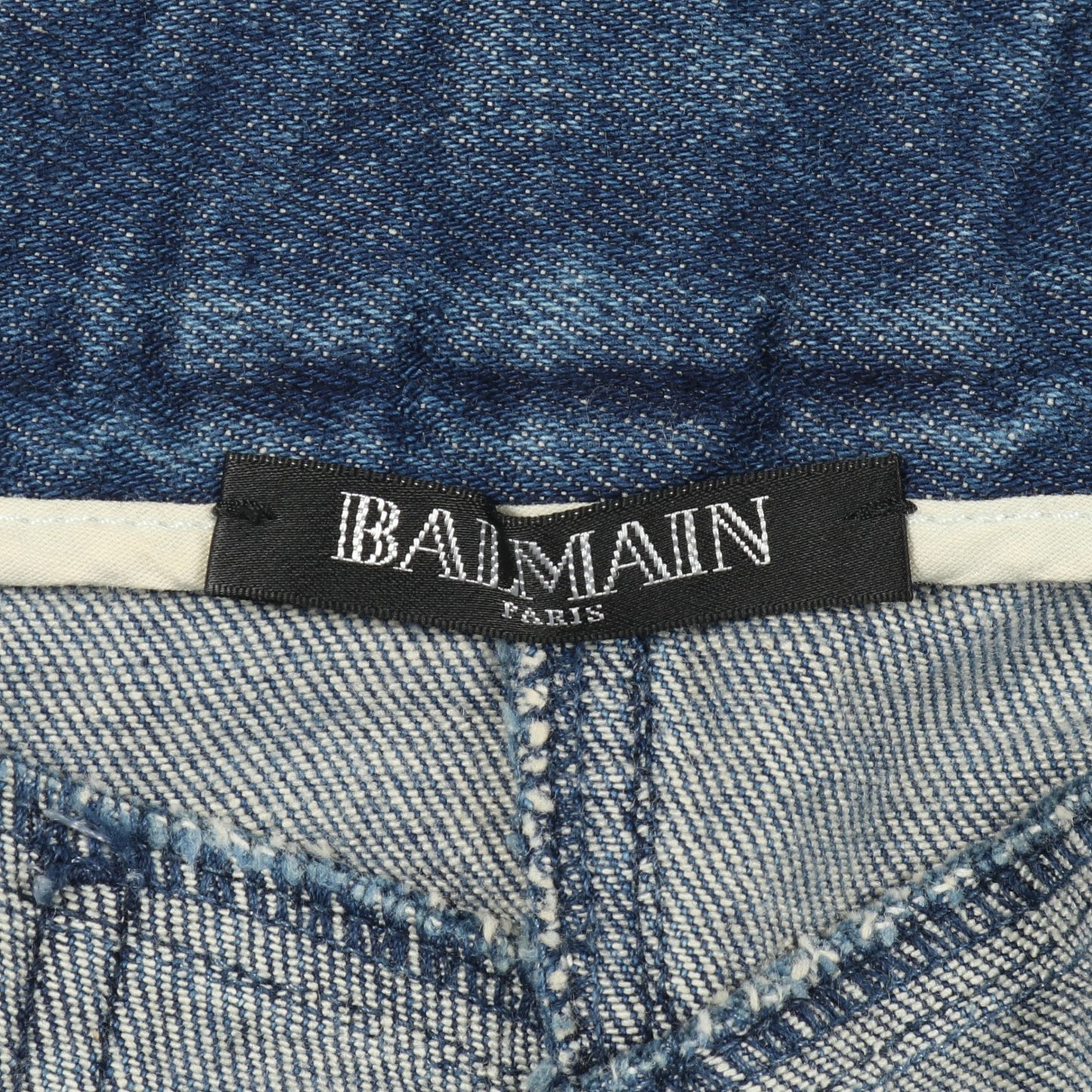 バイカースキニー デニムパンツ 裾ジップ コットン インディゴブルー バルマン ボトムス BALMAIN