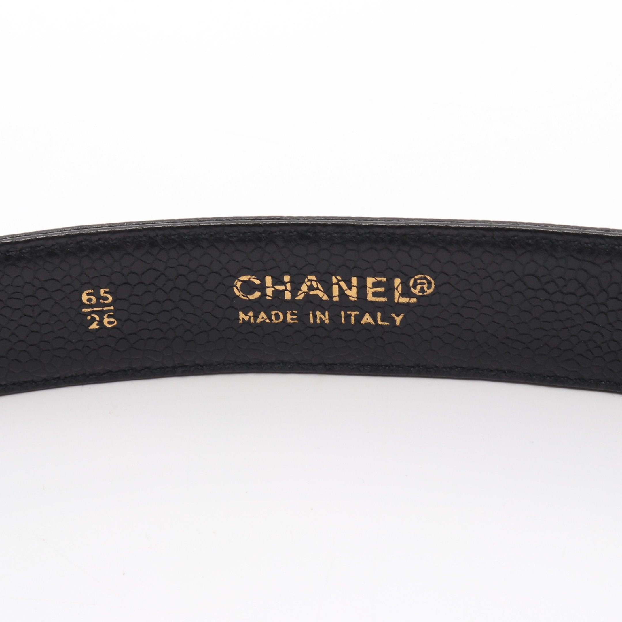 ココマーク ベルト キャビアスキン ブラック ゴールド金具 シャネル
