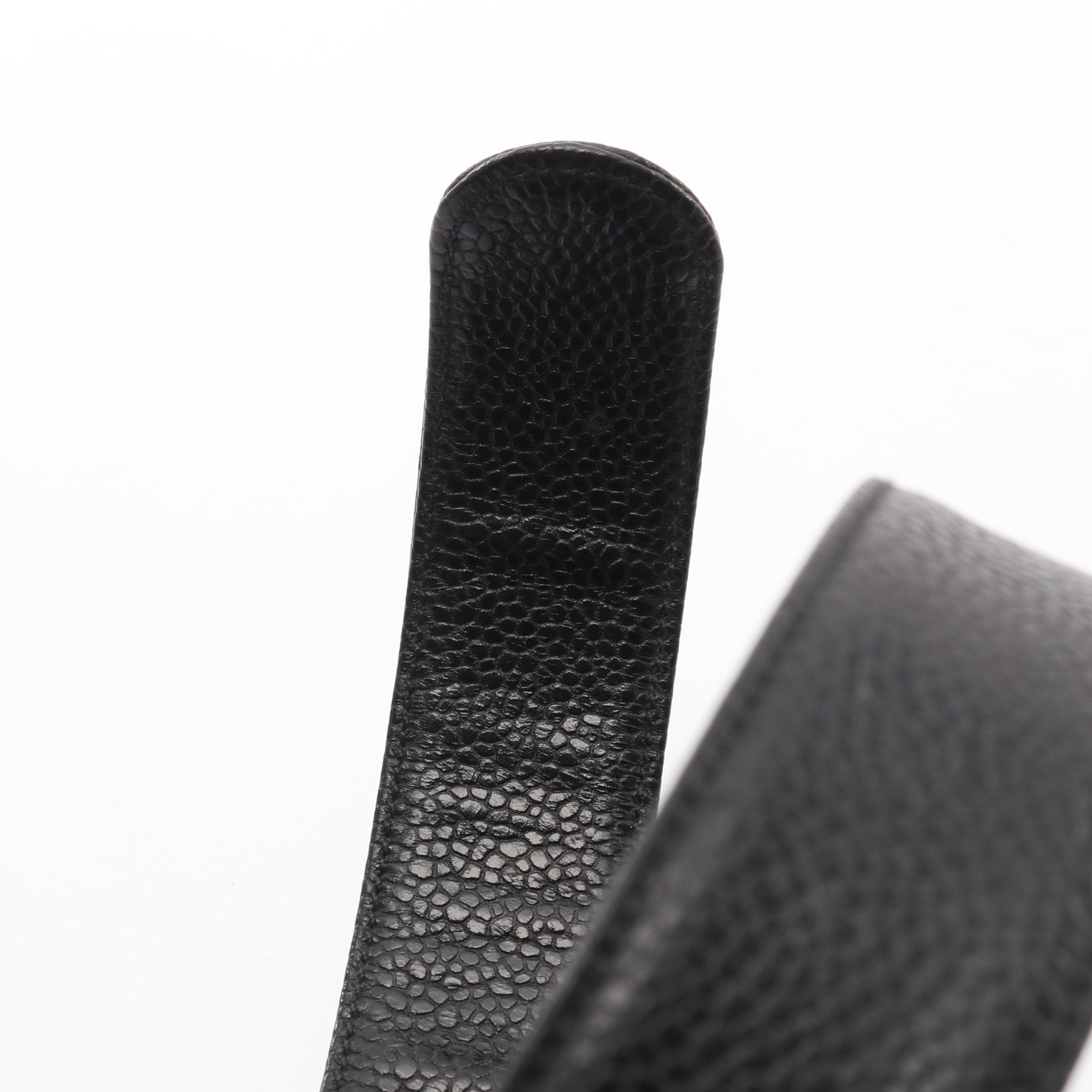 ココマーク ベルト キャビアスキン ブラック ゴールド金具 シャネル